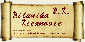 Milunika Kićanović vizit kartica